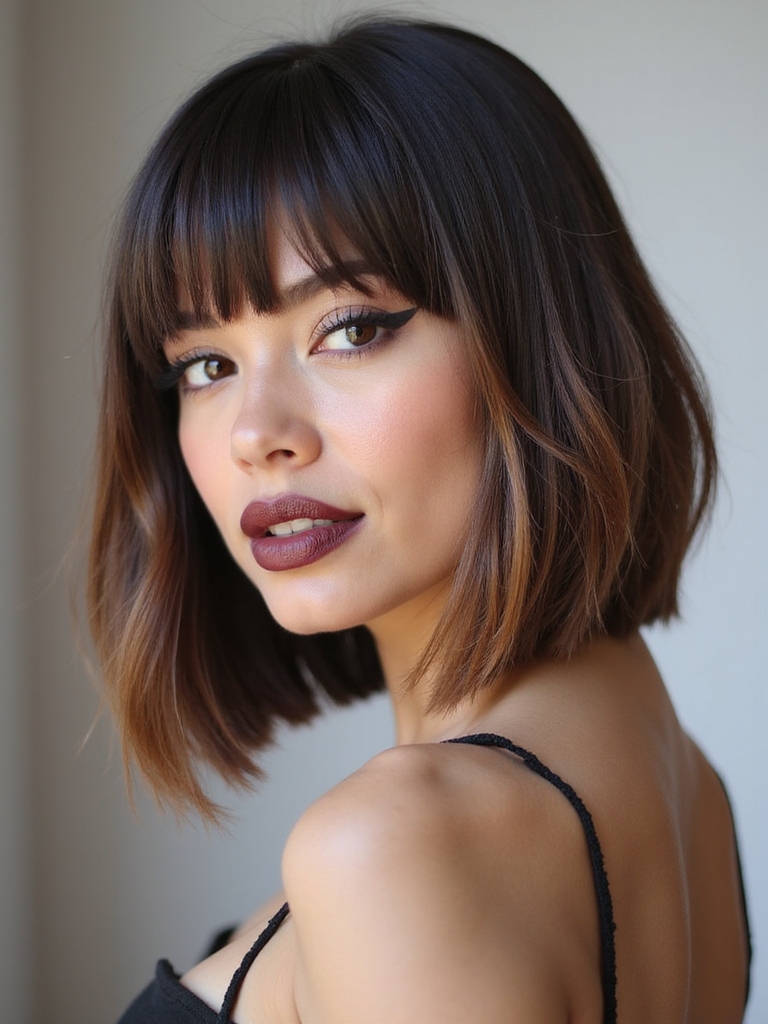A long bob with blunt ends and hidden invisible layers