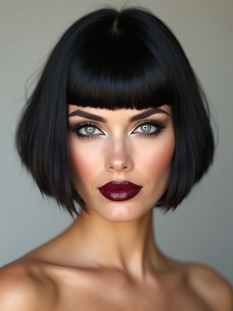 blunt micro fringe wolf cut