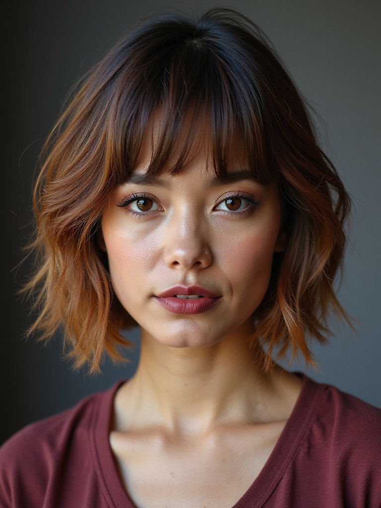 A medium shag with a blunt perimeter and soft interior layers