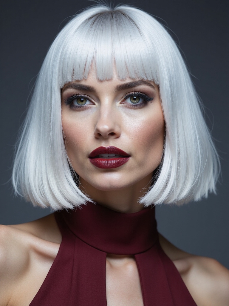 blunt platinum fringe pearl toned