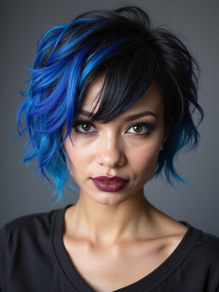 bold color blocked wolf cut