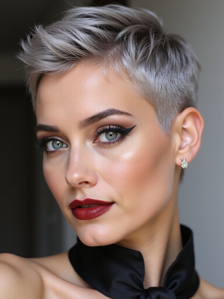 bold pixie with shaved sides