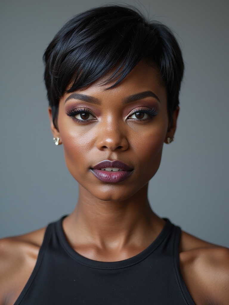 bold timeless black pixie