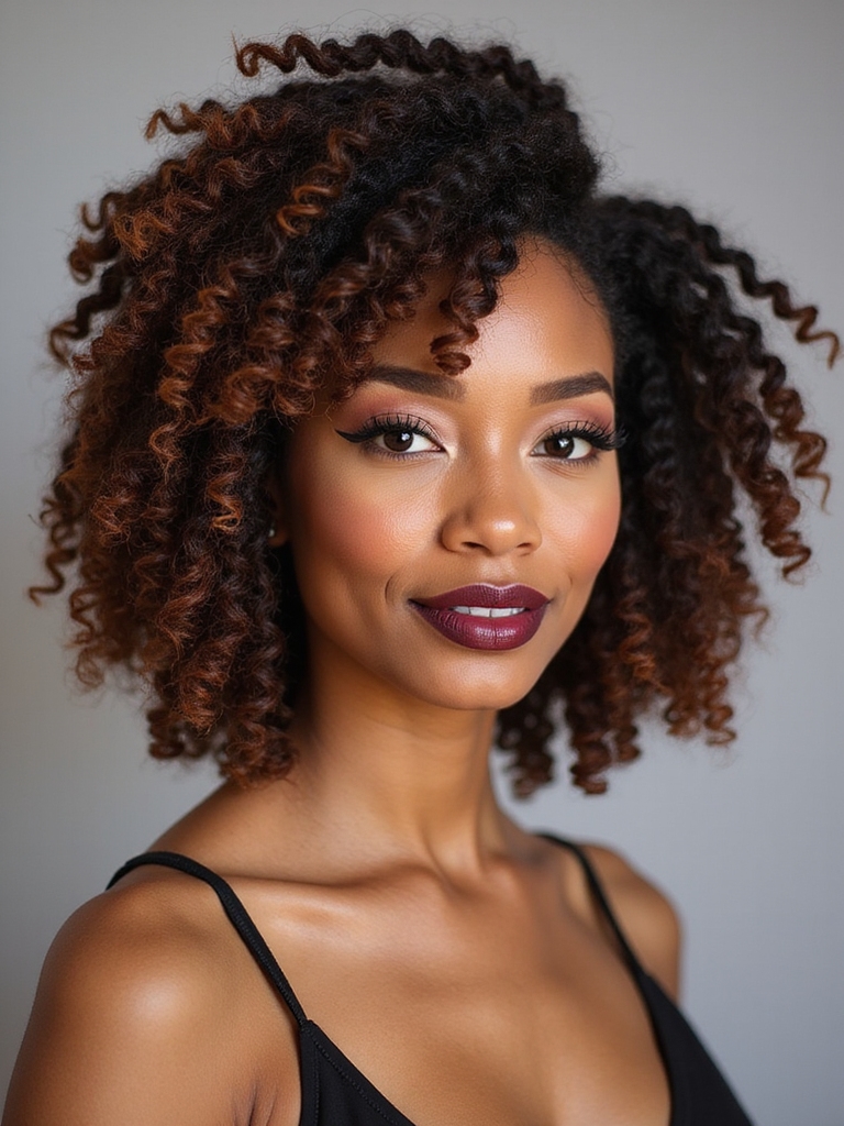 bouncy curly shoulder length locs