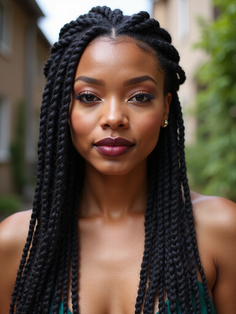 Locs woven into braids and a twisted crown
