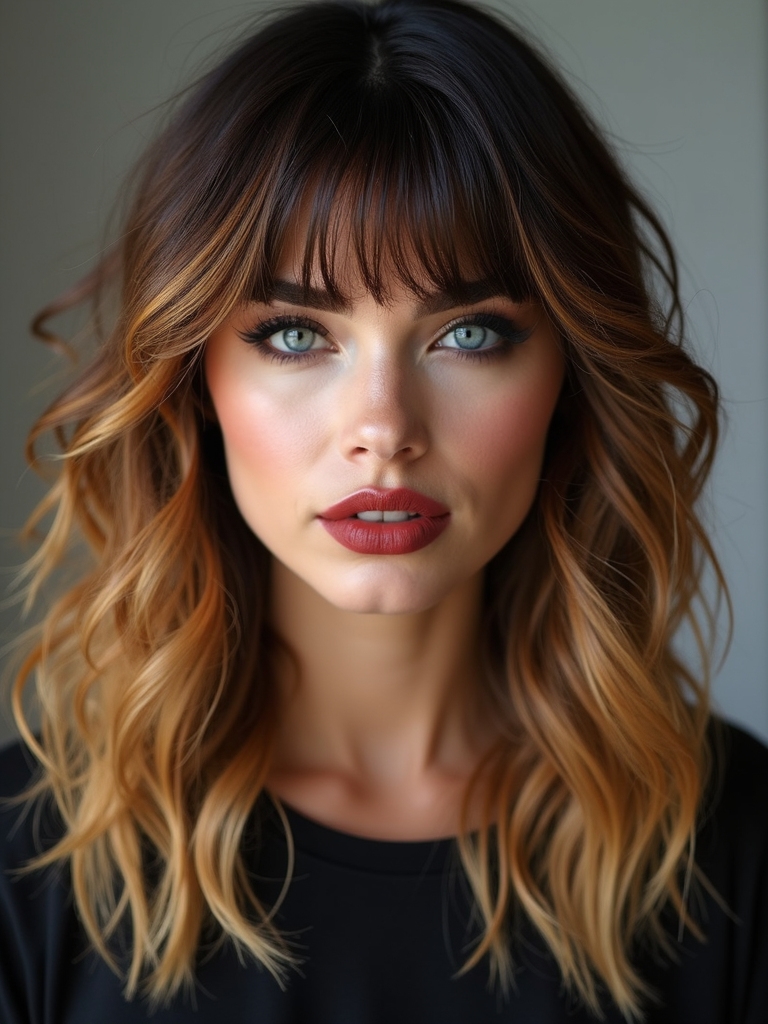 bright textured wolf cut highlights