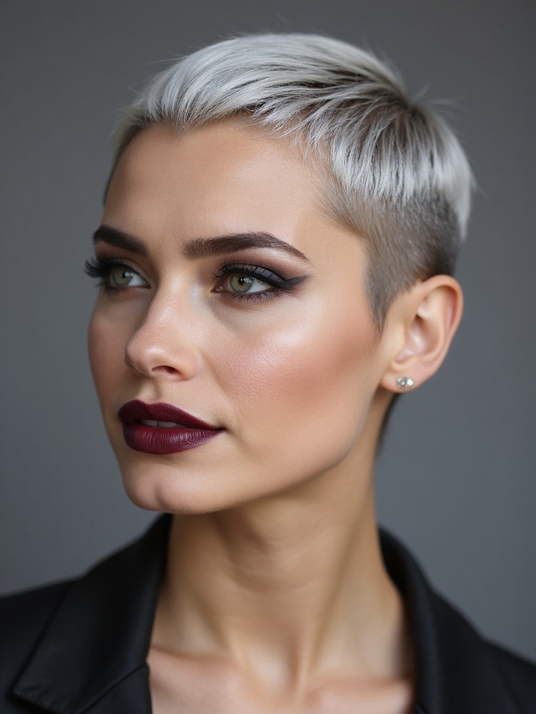 buzzed sides sleek silver