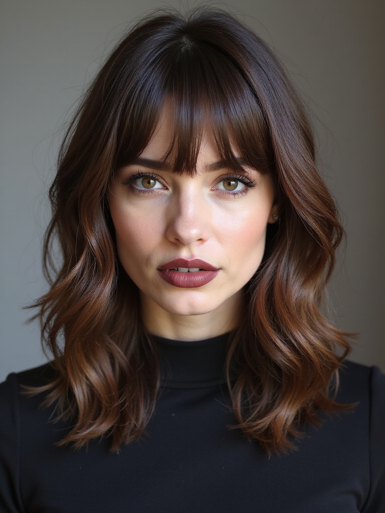 center parted sleek minimal layers