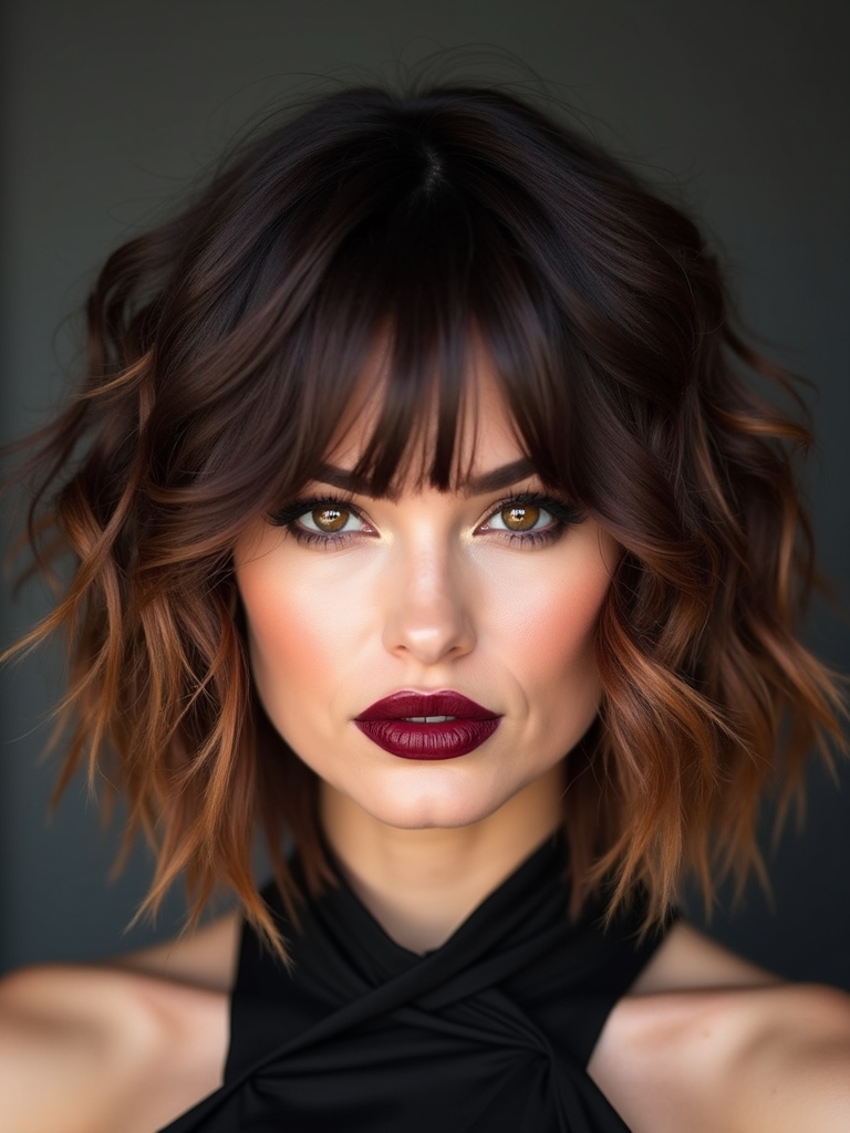 cheekbone skimming flippy layered texture