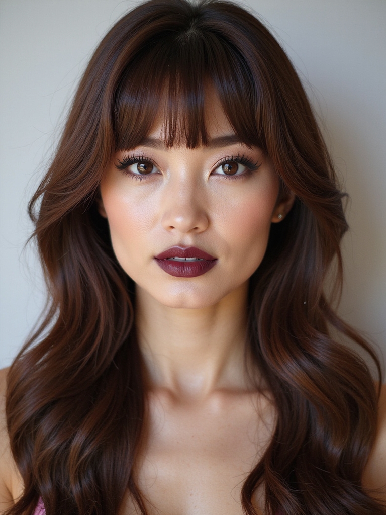 Cheekbone-skimming bangs round face