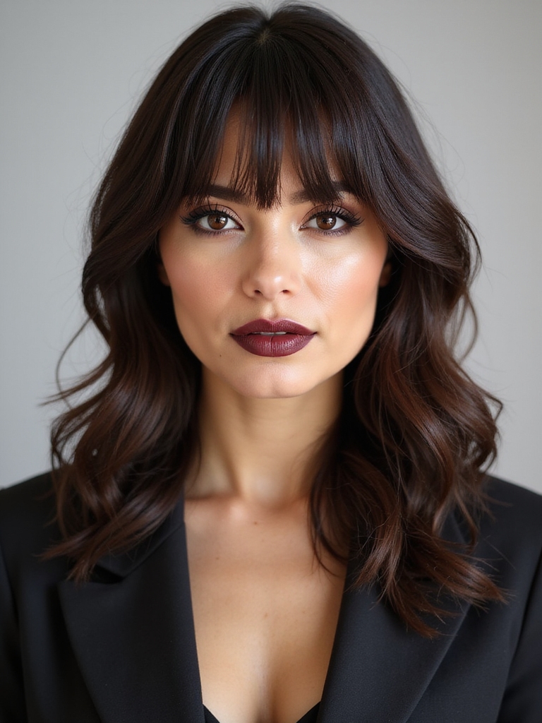 cheekbone skimming sculpted fringe