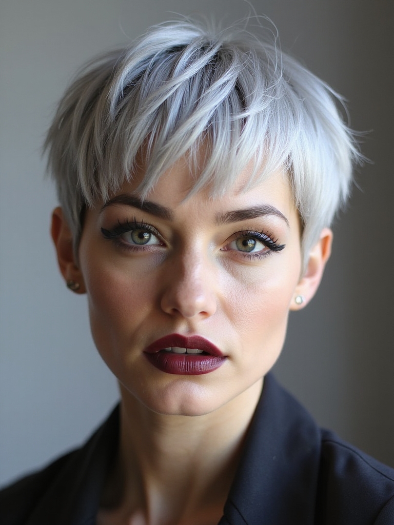 chic cropped silver pixie