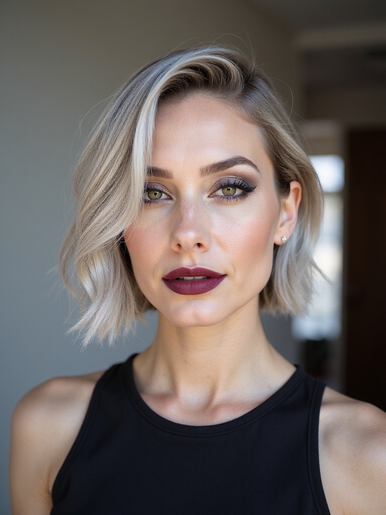 chic jaw grazing tucked bob