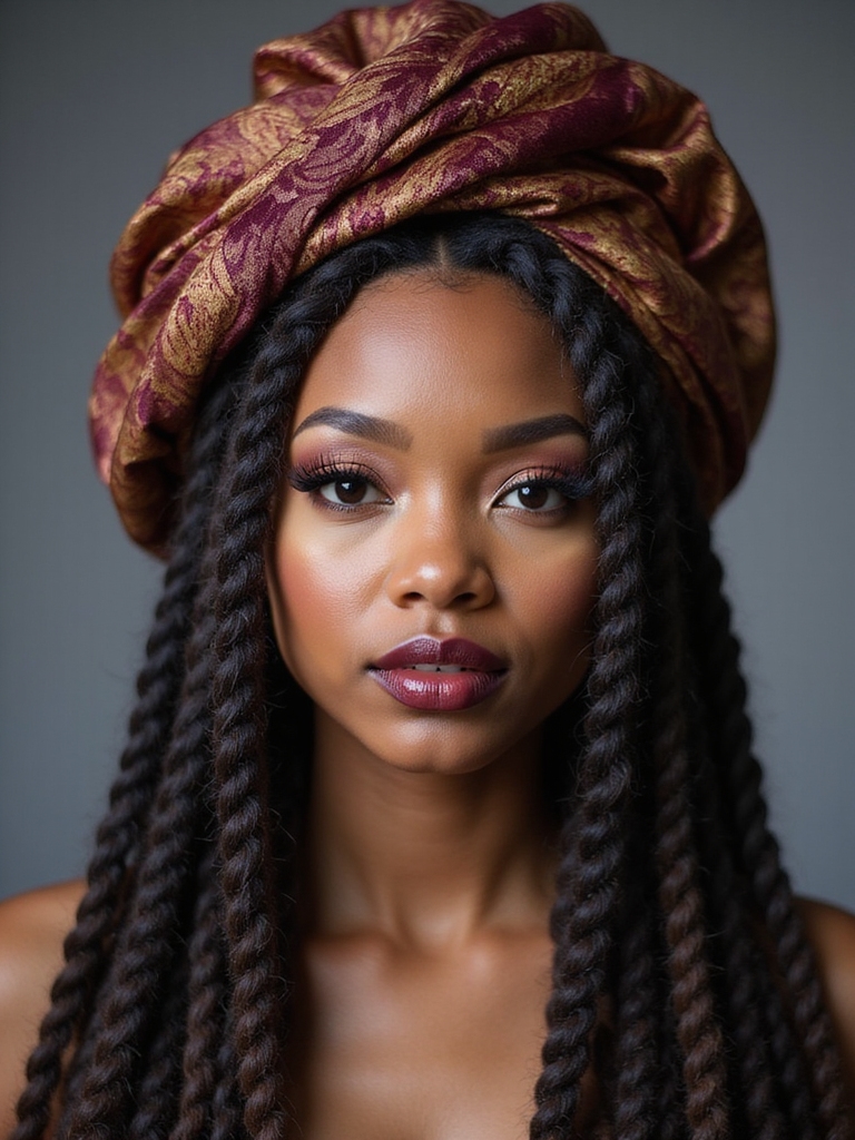 Protective loc styling with wraps, scarves and headbands