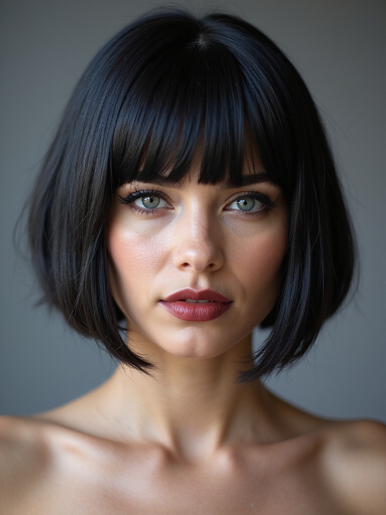 chin length angled blunt bob
