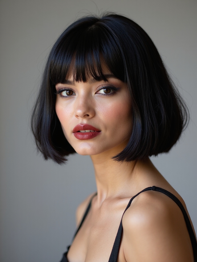 chin length cheekbone framing bob