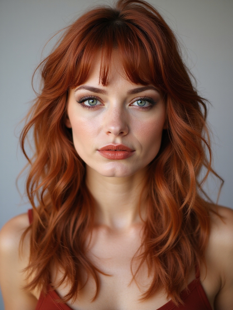 choppy auburn textured layers