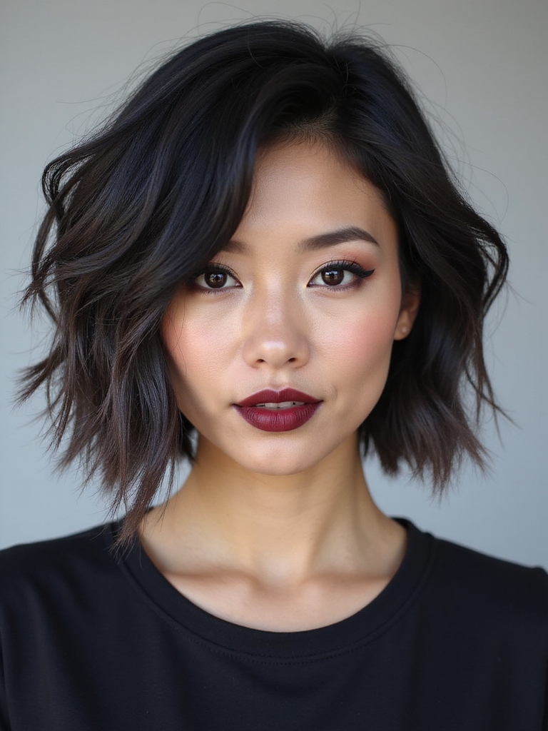 choppy bob with uneven ends