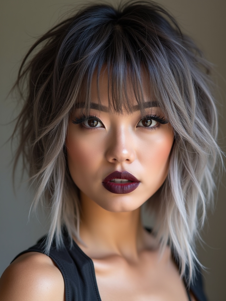 choppy cheekbone grazing textured fringe