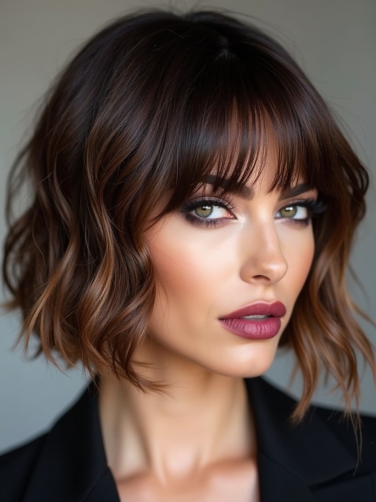 choppy face framing layered bob