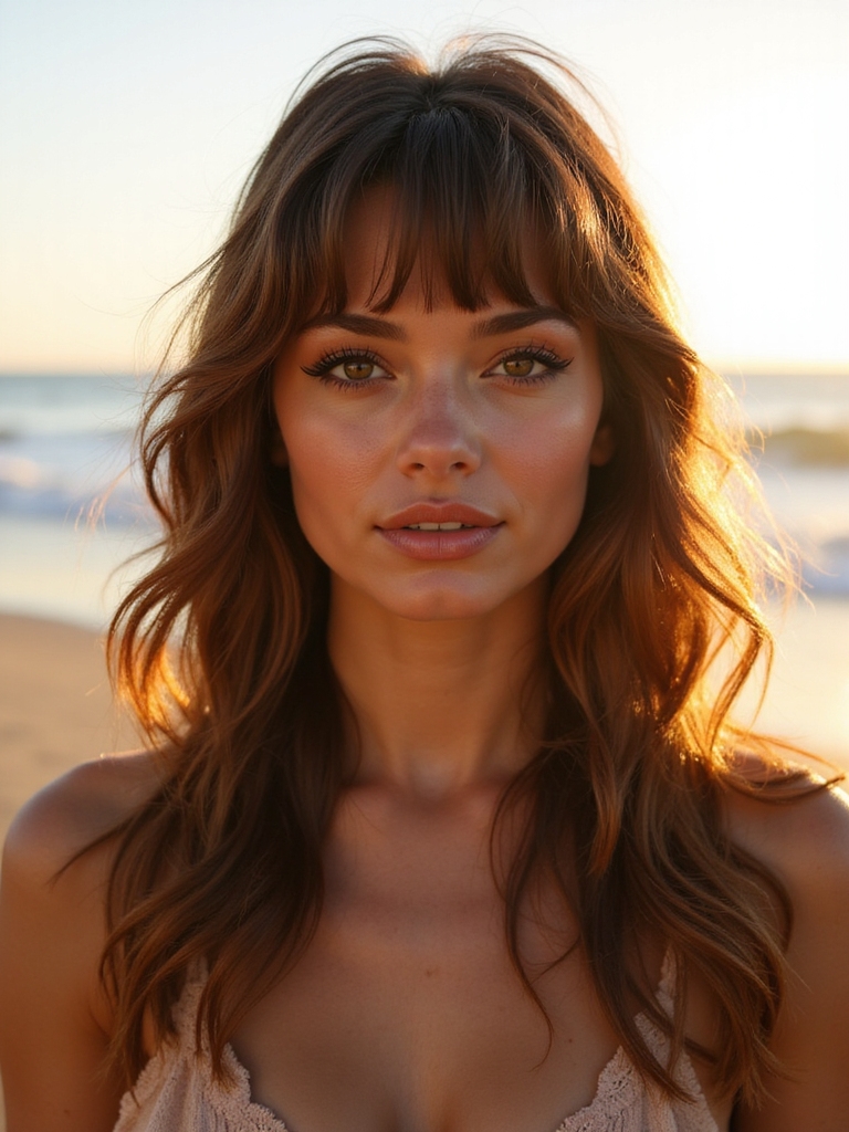 A choppy baby fringe over tousled beach waves