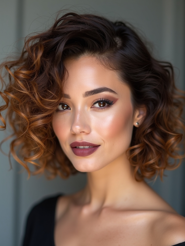 choppy layered bob for curls