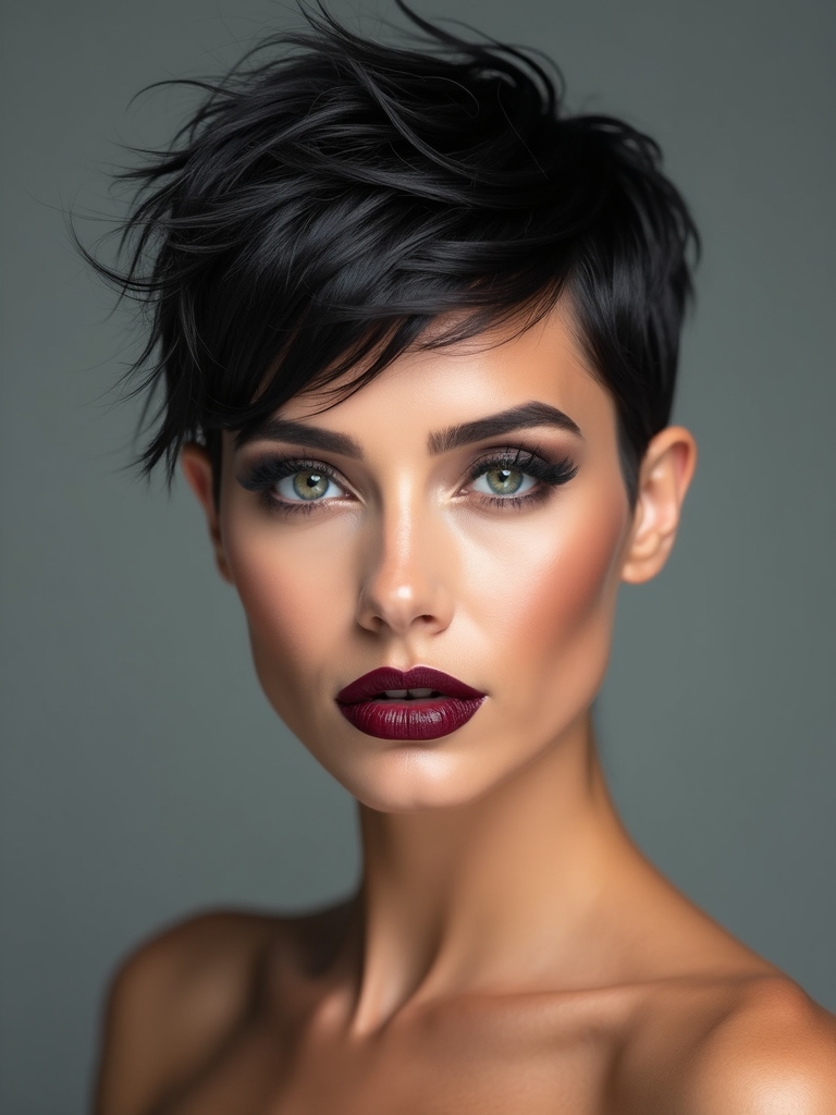 A choppy pixie with an etched design undercut