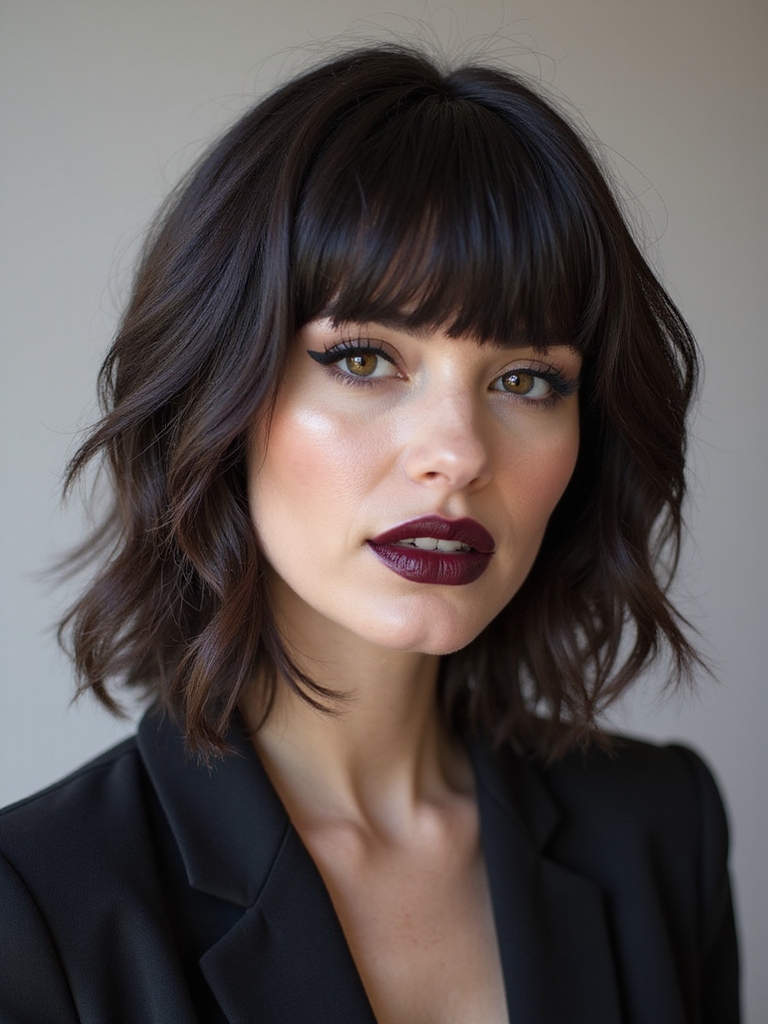 A shag mullet with a short split curtain fringe