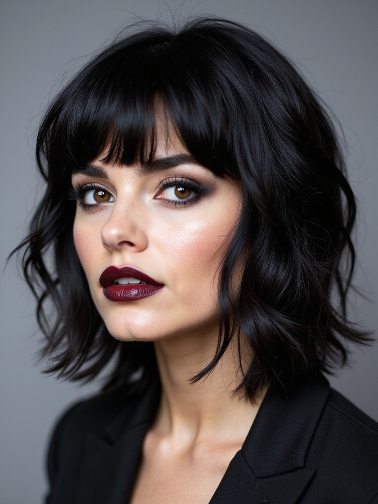 A rock and roll medium shag with edgy layers