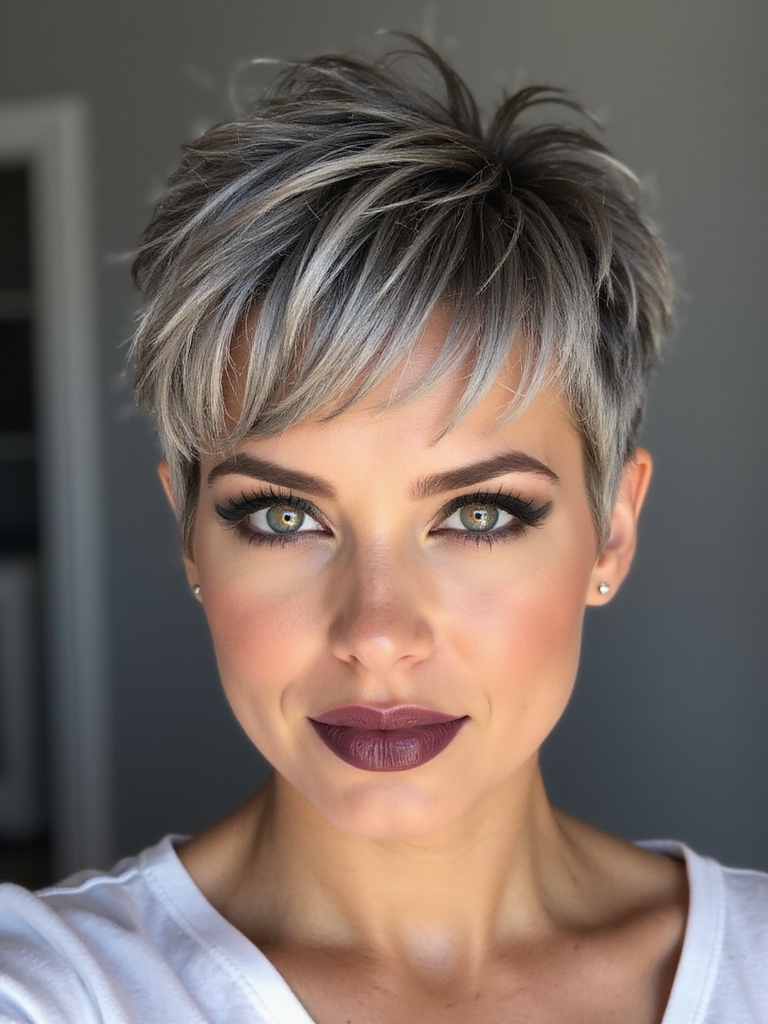 choppy textured layered pixie