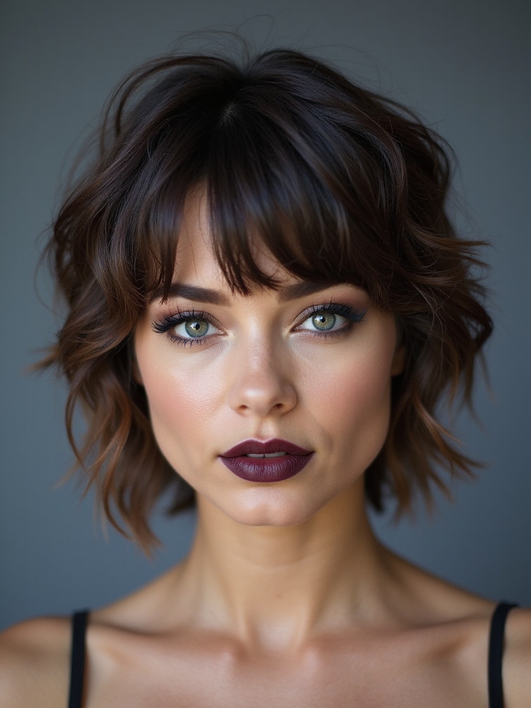 choppy textured shaggy bangs