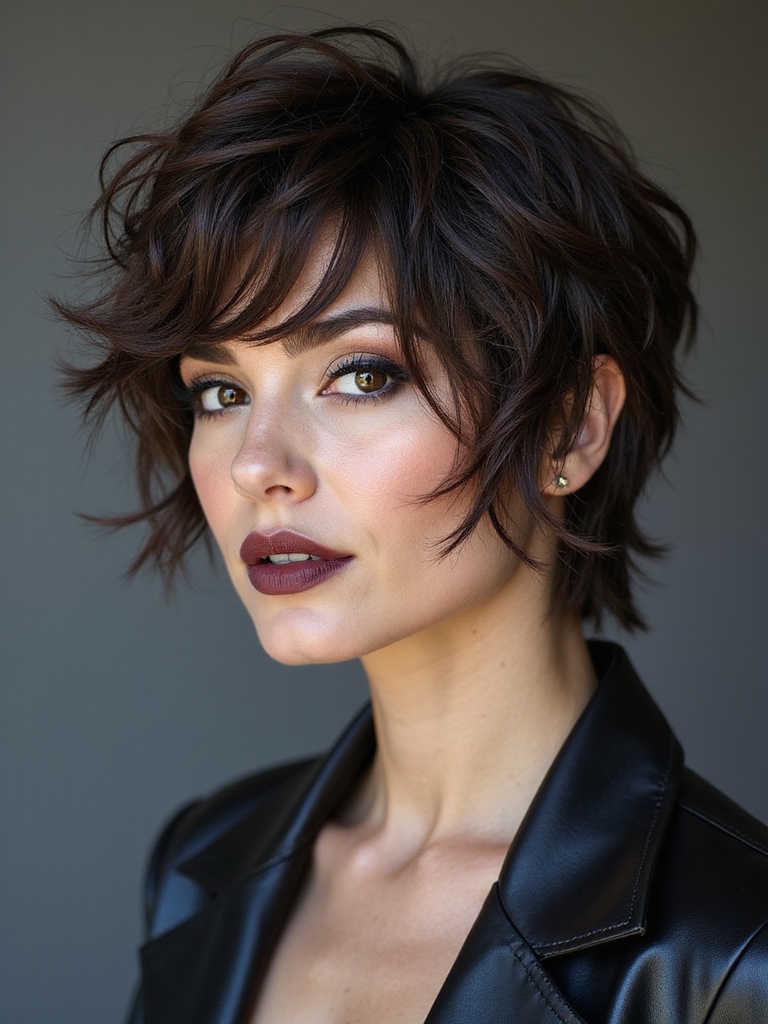 choppy textured wolf cut