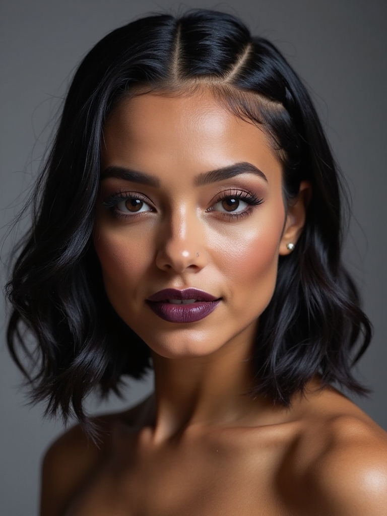 A triangle part braided bob