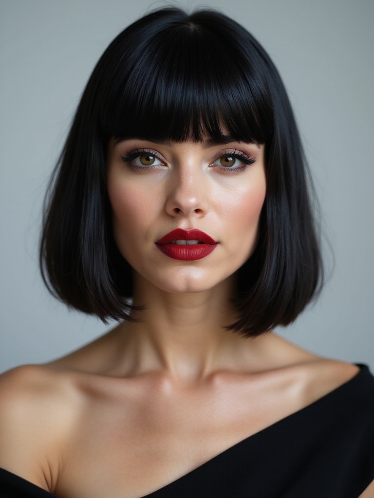 clean brow level blunt bangs