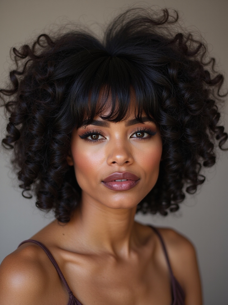 coily fringe sculpted with volume