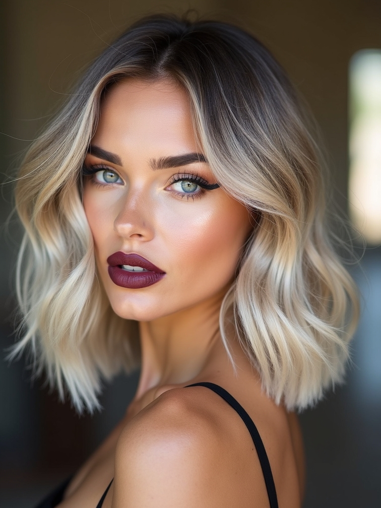 collarbone length soft choppy lob