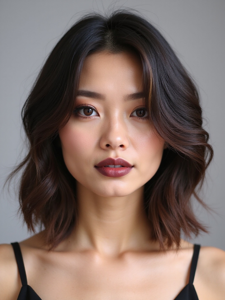 A shoulder-length bob balancing a heart-shaped face