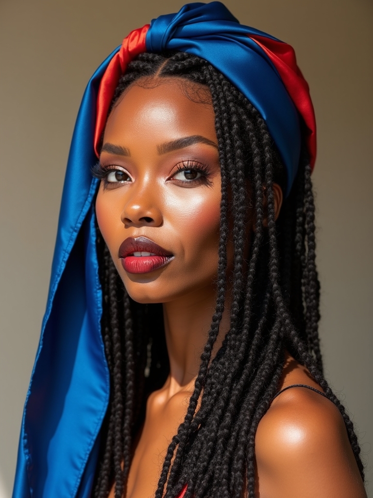 color blocked bandana on locs