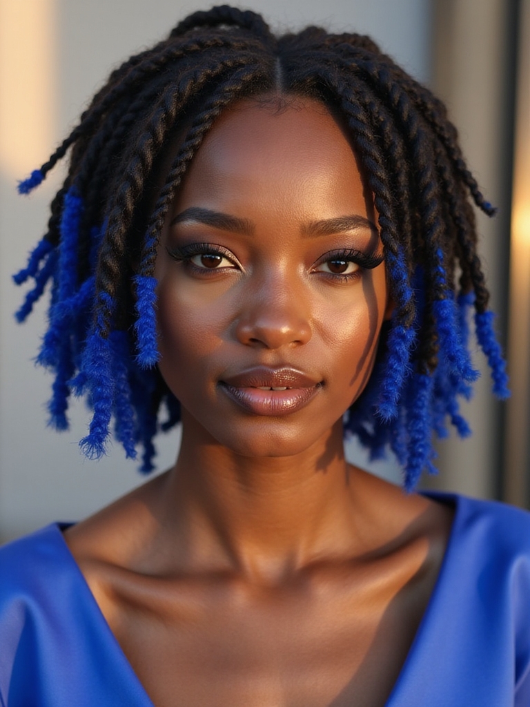 Short locs finished with colored tips