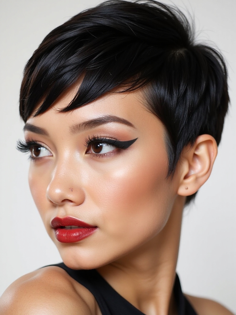 A pixie with micro bangs