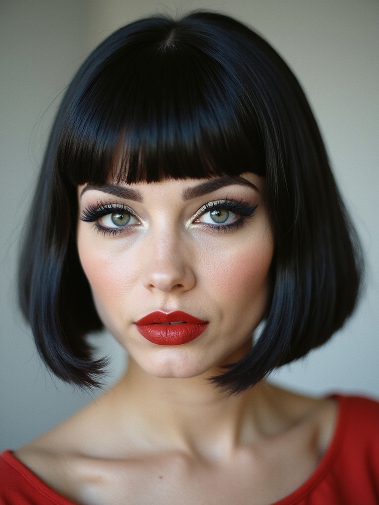 crisp retro mod mini bangs