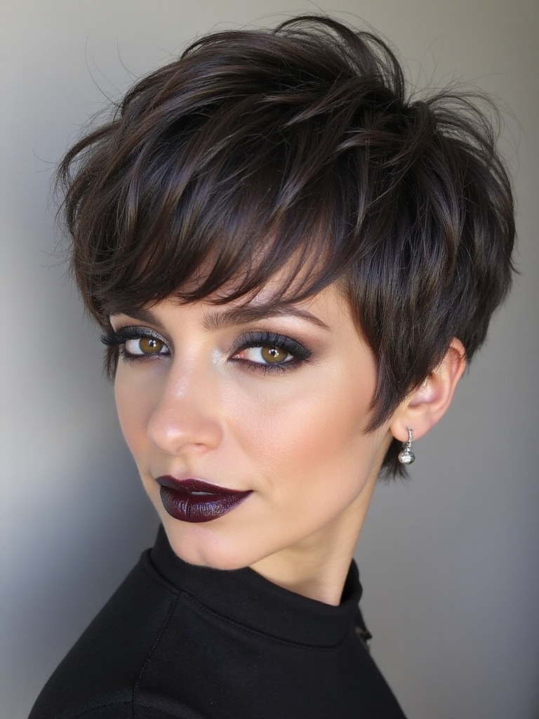 cropped textured pixie with taper