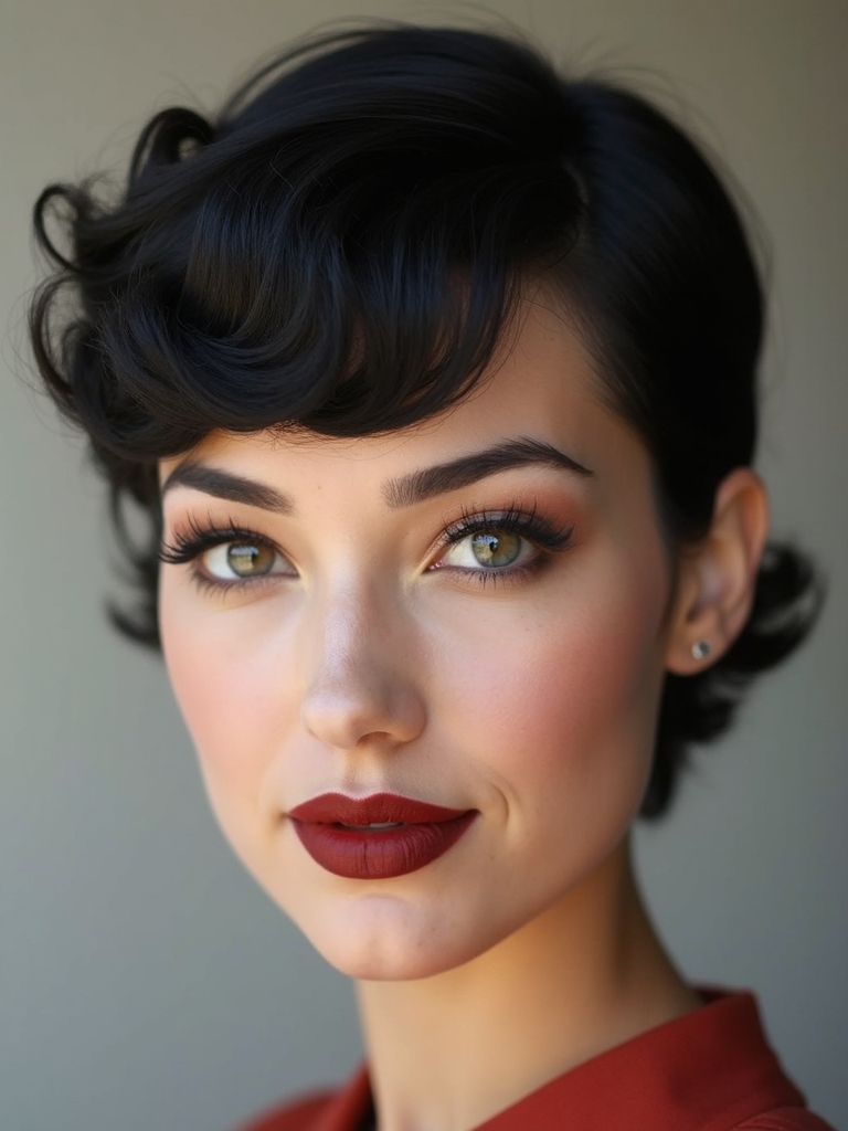 curled fringe with tapered nape