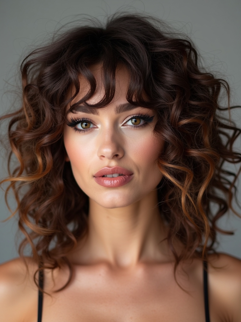 curly layered voluminous wolf cut