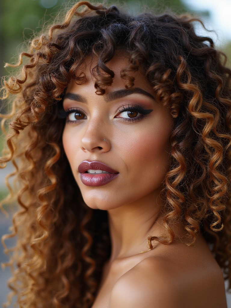 curly locs with bangs
