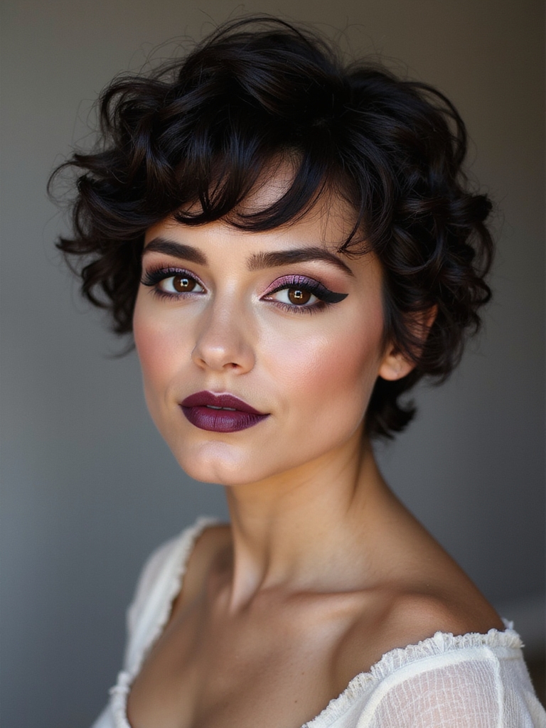 curly pixie with piecey fringe