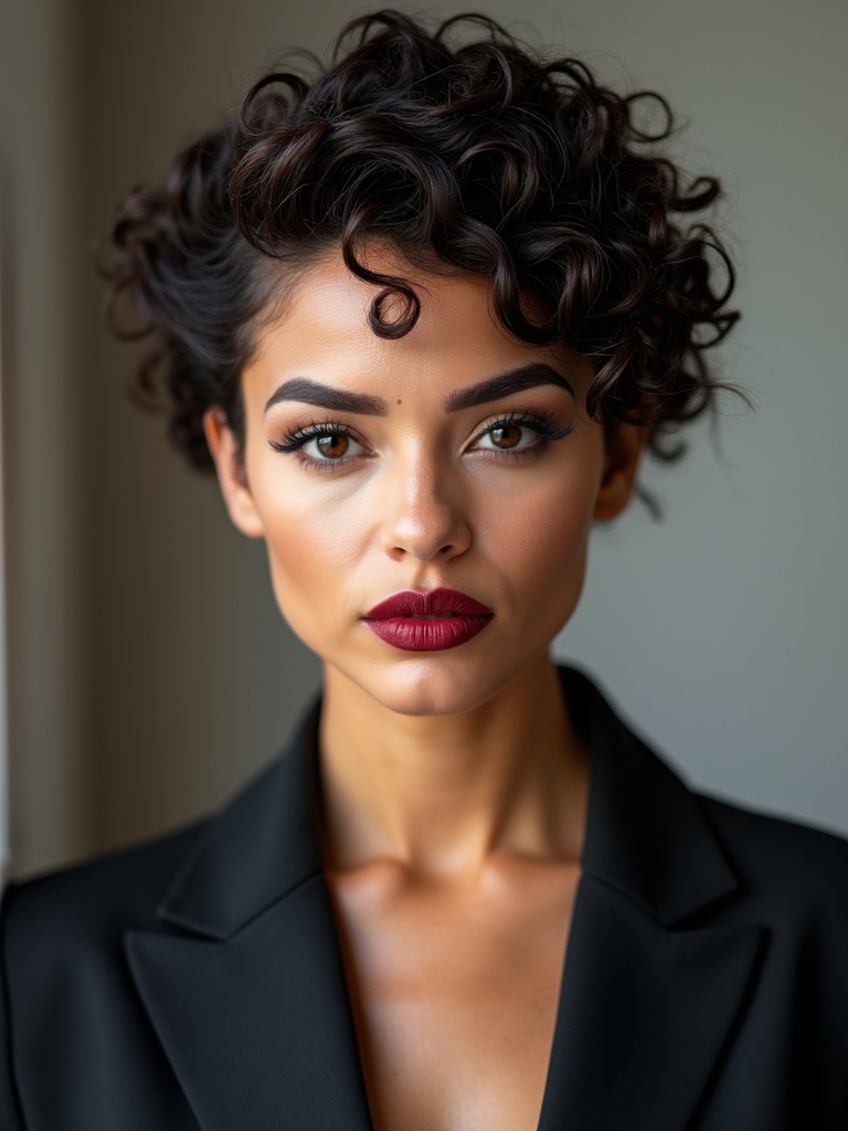 curly pixie with undercut