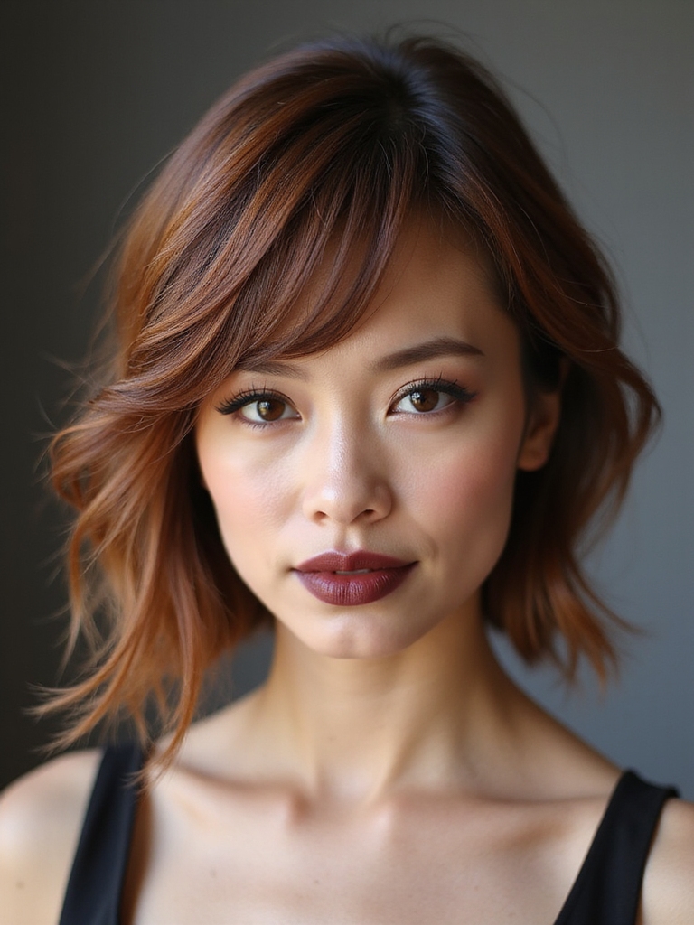 Curtain bang long pixie
