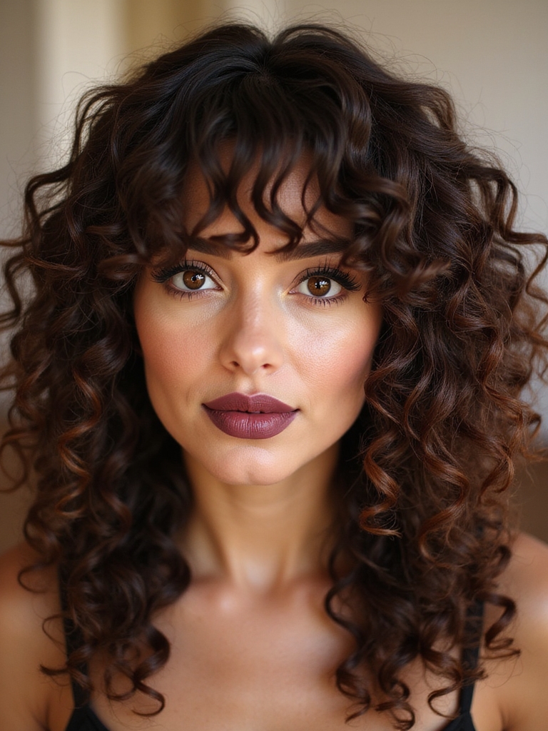 curtain bangs enhance natural curls