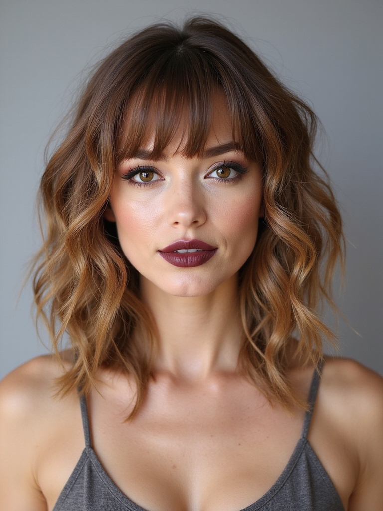 curtain bangs with choppy layers